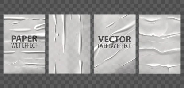 Špatně nalepený papír, efekt překrytí mokrých vrásek — Stockový vektor