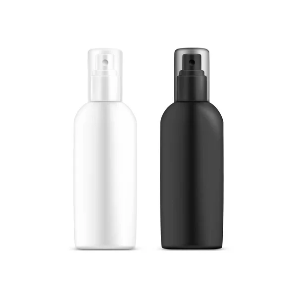 Белая, черная пустая или пустая бутылка для дезодоранта — стоковый вектор
