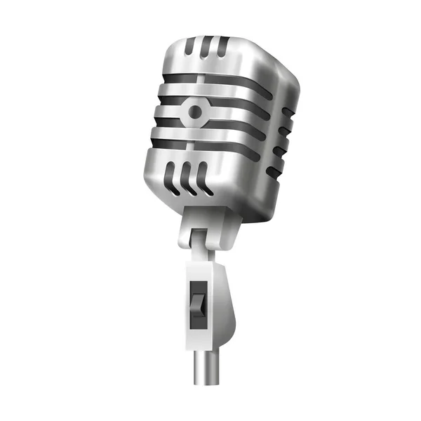 Retro mic with stand. Studio or radio microphone — Stock Vector