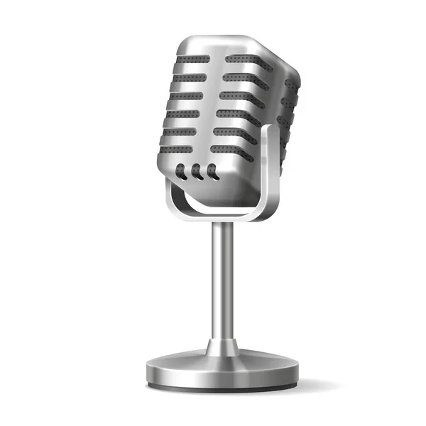 Micrófono de radio o micrófono karaoke con soporte — Vector de stock