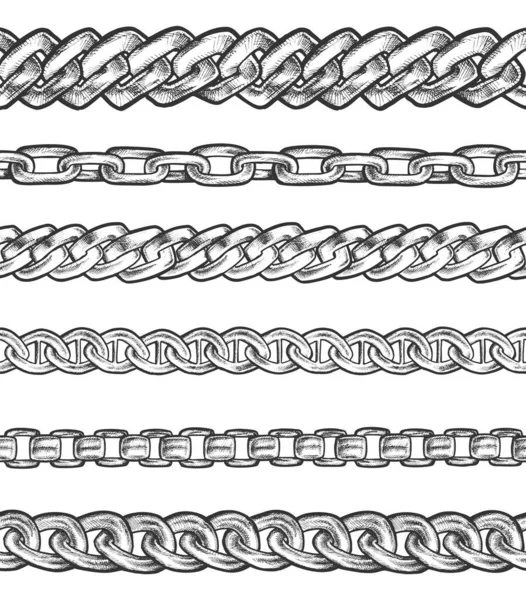 Ensemble de croquis isolés pour les types de connexion de chaîne — Image vectorielle