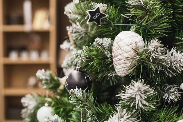 Christmas fir with white decoration — Stock Photo, Image