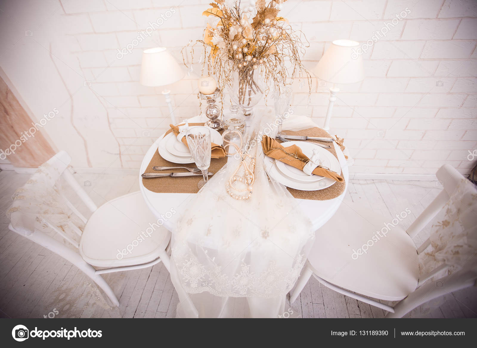 Christmas Dinner Table Served For Two Person Stock Photo Image By C Favorekyiv Gmail Com 131189390