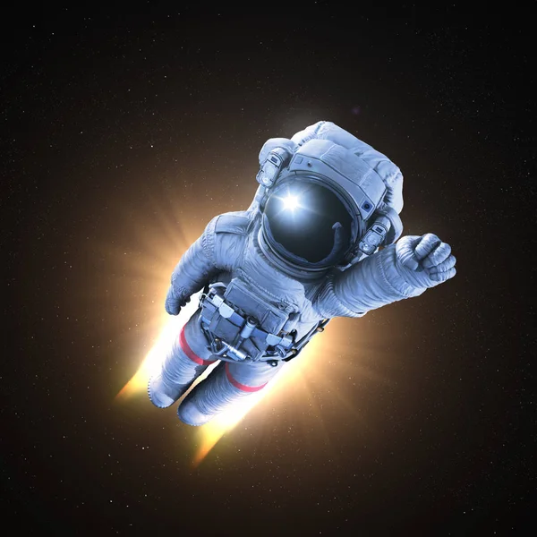 Astronaut conquers outer space — Stock Photo, Image