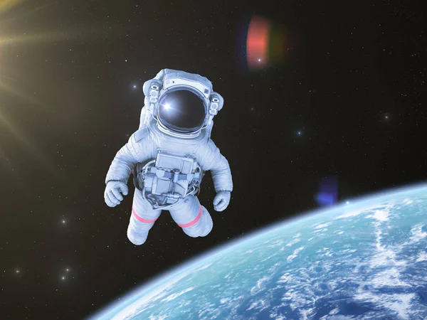 Astronaut i rymden, 3d render, — Stockfoto