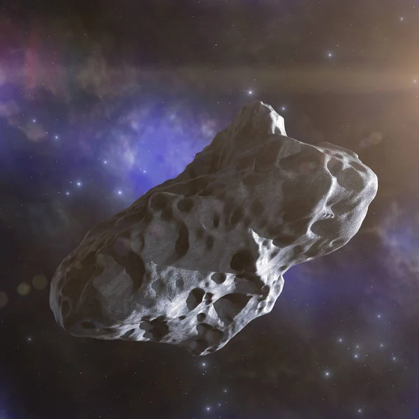 Asteroid flies in space — Stock Photo, Image