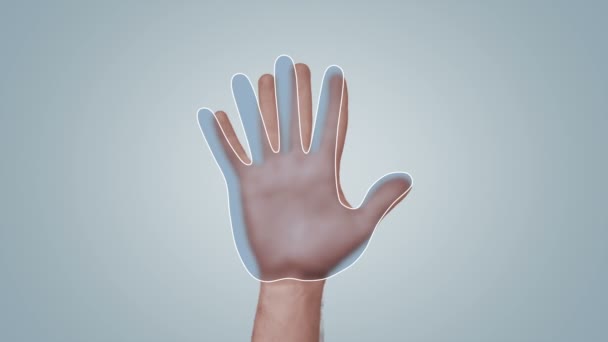 Доступ к отпечаткам пальцев, 3D анимация с логотипами популярных социальных сетей — стоковое видео