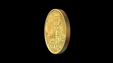 Bitcoin yeşil bir arka plan üzerinde döndürme