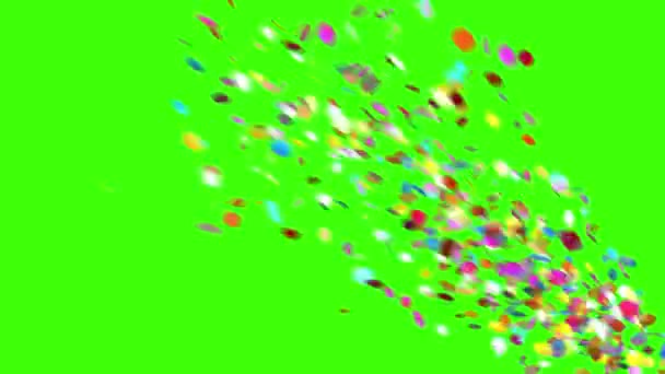 在绿色背景上的纸屑党波普尔爆炸 — 图库视频影像