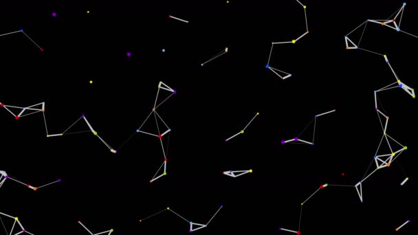 Mångfärgade Atomic nätverk Formation, abstrakt 3d-animering — Stockvideo