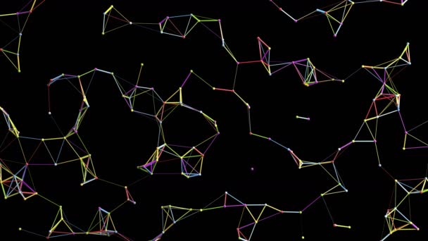 色とりどりの原子ネットワーク形成、抽象的な 3 d アニメーション — ストック動画