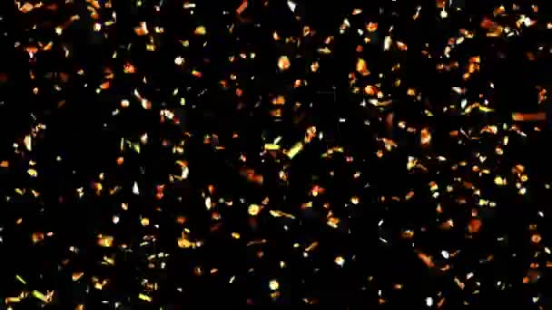 Confettis dorés qui tombent lentement sur un fond vert et noir — Video