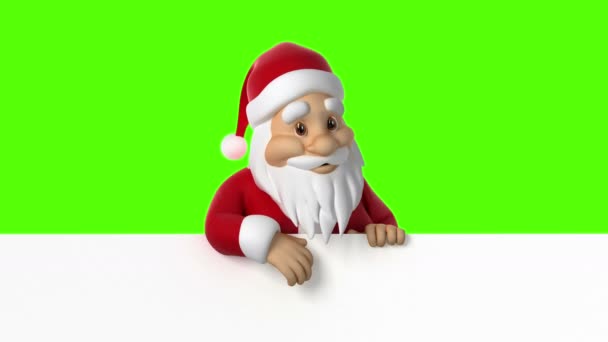 Santa Looks Out Paper Waving Green Background Seamless Looping Animation — Stock Video