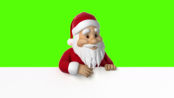 Papai Noel Acenando Fundo Verde Sem Costura Looping Animação — Vídeo de Stock