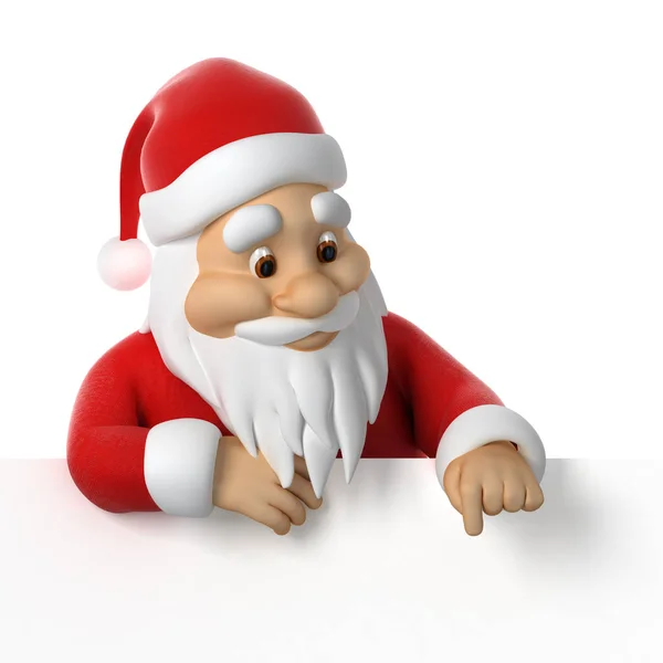 Santa Claus Apuntando Hacia Abajo Render —  Fotos de Stock