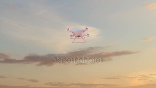 Drone Flyger Mot Time Lapse Himmel Bakgrund Animation — Stockvideo