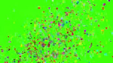 Yeşil ve siyah arka plan üzerinde altın konfeti parti Popper patlamalar. 3D animasyon, 4k. 