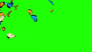 Yeşil bir arka plan üzerinde uçan kelebekler