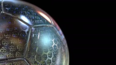 Güzel futbol arka plan, arka cam futbol topu döner. Sorunsuz ilmekledi 3d animasyon. 4k