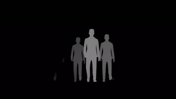 Silhouette einer wandelnden Menschenmenge, 3D-Animation — Stockvideo