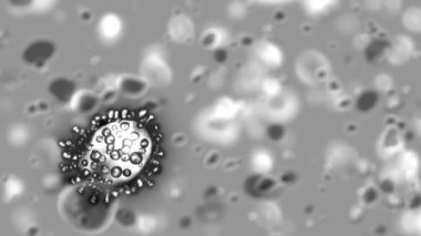 Coronavirus öldü, Covid-19 Mikroskop Altında Akış ve Çözünüyor, 3d Canlandırma
