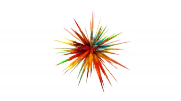 Explosão de partículas multicoloridas em um fundo branco. Animação 3D bonita Ultra HD 4K 3840x2160 — Vídeo de Stock