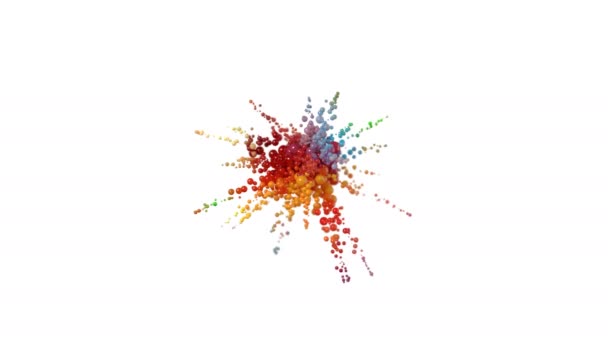 Красивый взрыв разноцветных пузырьков на белом фоне. 3D Animation Ultra HD 4K 3840x2160 — стоковое видео