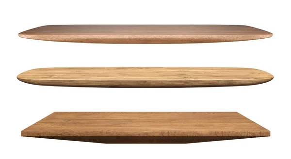 Dřevěné police, stolní desky pro umístění produktu — Stock fotografie