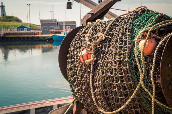 Visnet op een boot — Stockfoto