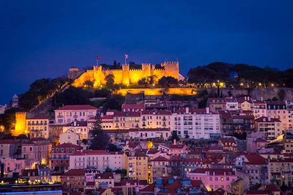 Stadsbilden Lissabon natt — Stockfoto