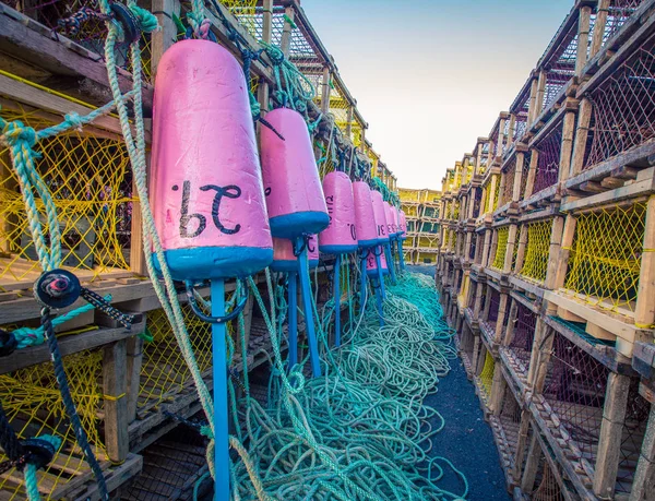 Bóias de pesca de lagosta coloridas — Fotografia de Stock