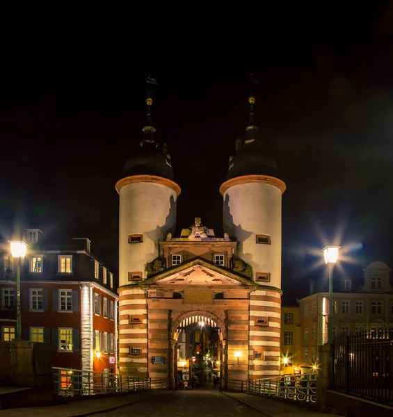 Heidelberg gate at night — Stock Photo, Image