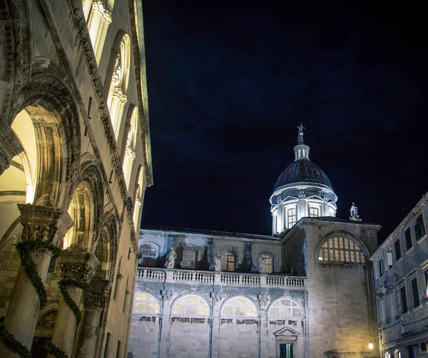 Cathedral at night Dubrovnik — Stock Photo, Image