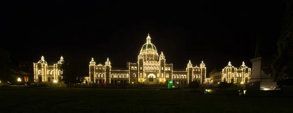 The British Colombia Parliament building at night in Victoria