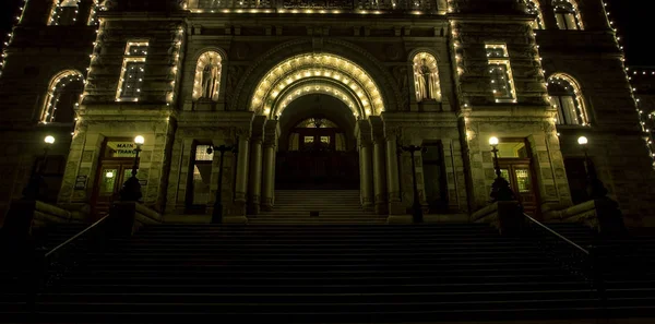 Edificio Del Parlamento Británico Colombia Por Noche Victoria — Foto de Stock