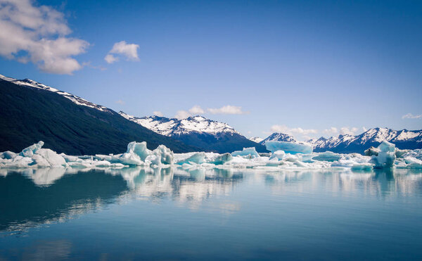 The icebergs on a lake in El Calafate Argentina