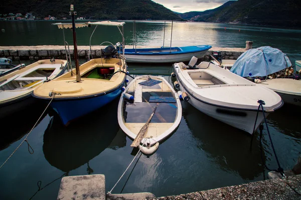 Boats Harbor Perast Montenegro — Stock Photo, Image