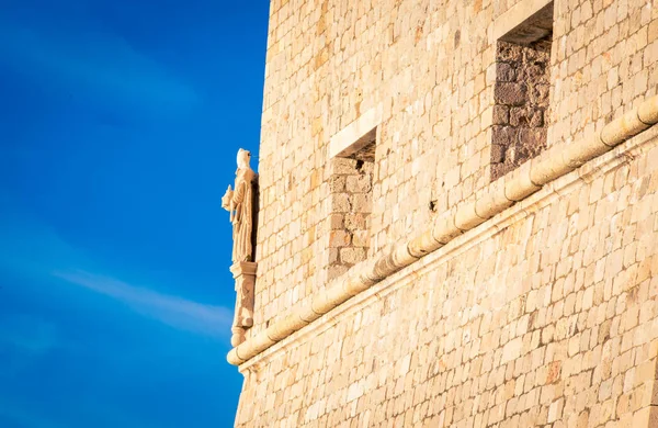 Estátua Parede Medieval Dubrovnik — Fotografia de Stock