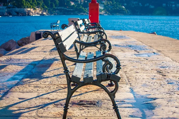 Empty Park Bench Dubrovnik — Stock Photo, Image