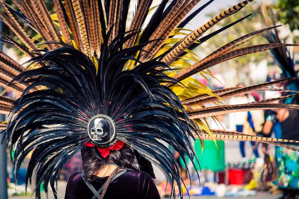 Tocado Tradicional Azteca Ciudad México — Foto de Stock