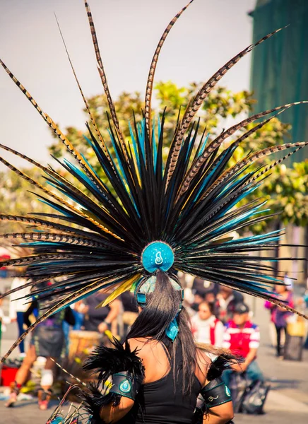 Tocado Tradicional Azteca Ciudad México — Foto de Stock