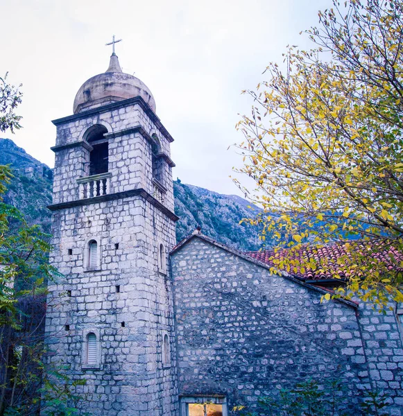 Stone Church Tower Kotor — Stock Photo, Image