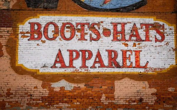 Geschilderd Laarzen Ondertekenen Hoeden Kleding Nashville — Stockfoto