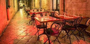 boş Açık Restoran Dubrovnik 