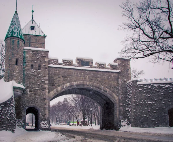 Mura Fortificate Quebec City Inverno — Foto Stock