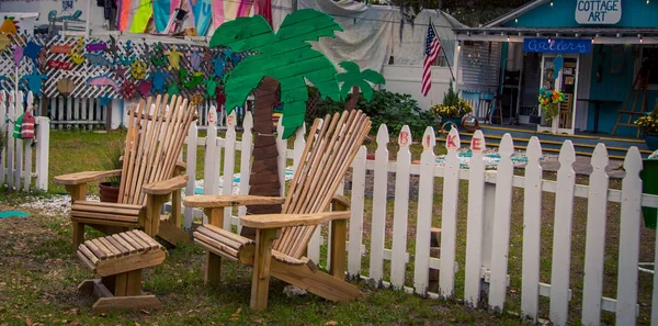 Two Wooden Adirondack Chairs Georgia — 스톡 사진