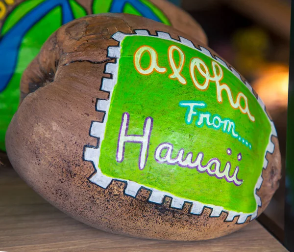 Målad Kokos Med Aloha — Stockfoto