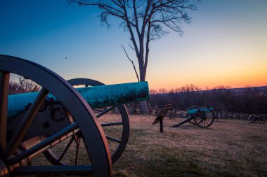güneş doğarken Gettysburg savaş topu 