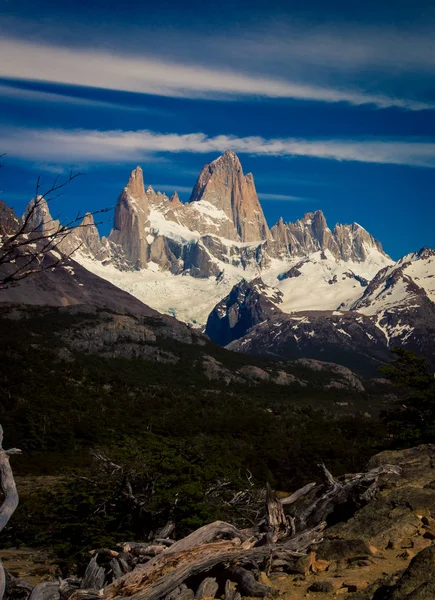 Montage Enneigé Fitz Roy Argentine — Photo