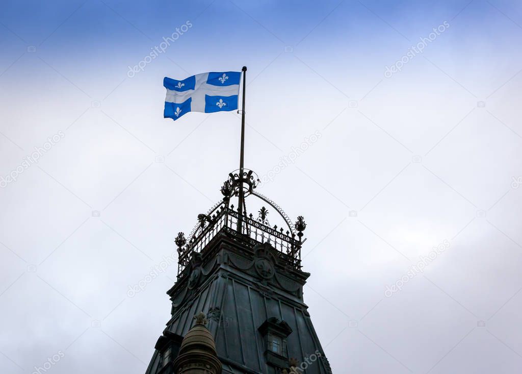 tower with Quebec flag in Quebec city